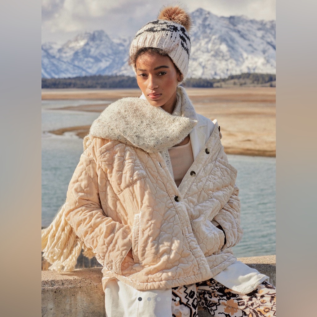 Anthropologie Quilted Velvet Shirt Jacket - Ivory - Xl